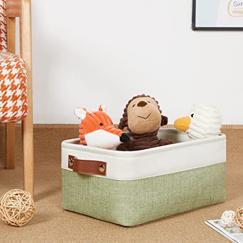 Storage Baskets for Shelves (White&Green / XS-12"x8"x5")