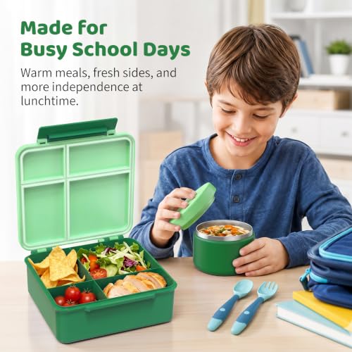 Bento Lunch Box with 8oz Soup Thermo (Green)