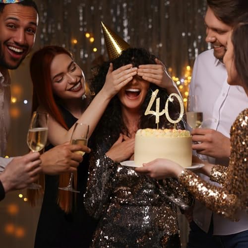 Gold Cake Topper 40th Birthday Decorations Women 40th Birthday Cake Topper (40)