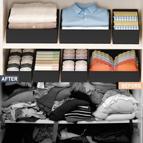 Drawer Organizer Clothes (Black / 16 Pack)