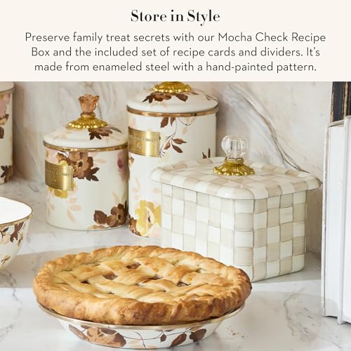 Enamel Recipe Box (Mocha Check)