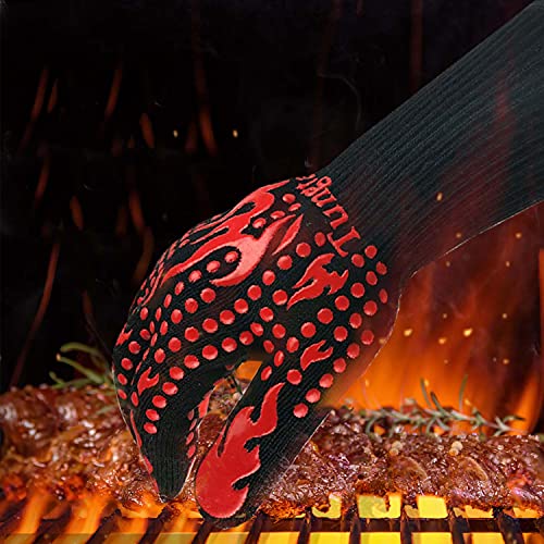 Oven Mitts Heat resistan BBQ Heat Proof Glove 1472℉ 14Inch Grill Glove for Men BBQ Gloves Gift Set for Cooking (2 Count)