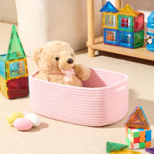 Small Storage Baskets for Organizing (3pcs-L13xW8.5xH5.1" / Light Pink)