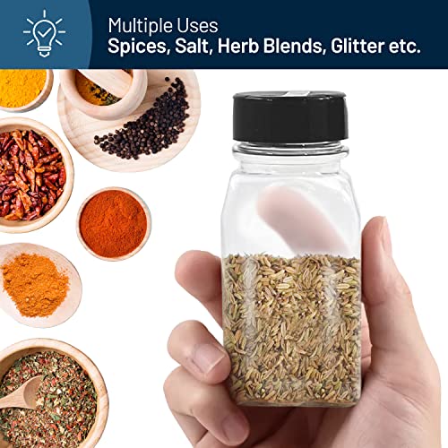 6 Pack 9.5 Oz Plastic Spice Jars with Black Cap