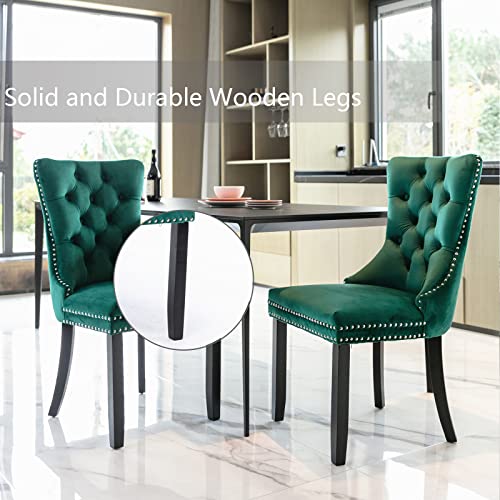 Green Velvet Dining Chairs Set of 6 (Green)