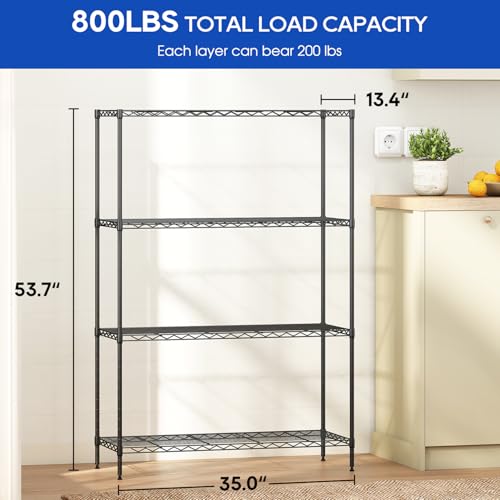 4 Tier Wire Shelf (Black / 35×13×53)