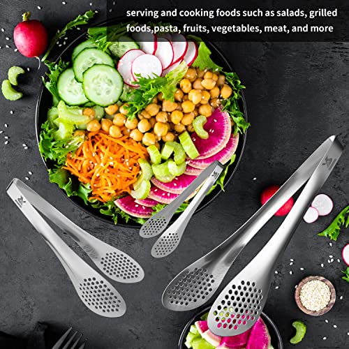 Chef Kitchen Tongs Stainless Steel Food Serving Tongs Set Buffet tongs (silver 7" 9" & 11" Serving Tongs)