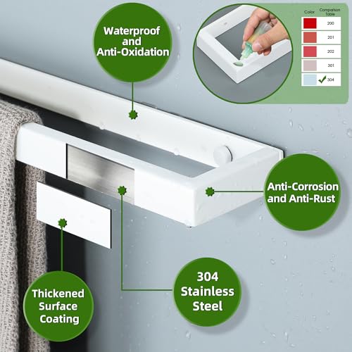 White Hand Towel Holder Towel Bar for Bathroom Wall Mounted 16 Inch (White / 16-Inch)