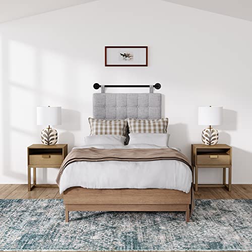 Harper Modern Nightstand Side Accent or End Table with Storage Drawer (Light Brown / Set of 2)