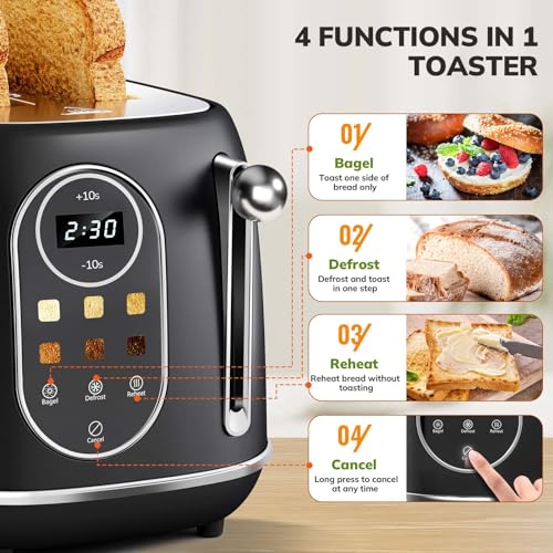 Smart Touch Screen Toaster 2 Slice (Extra Wide Slot / Black)