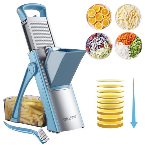 Safe Mandoline Slicer for Kitchen (3rd Gen, Blue)