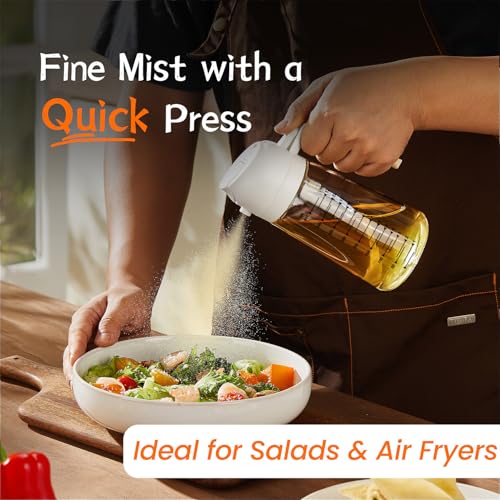 16oz 470ml Glass Olive Oil Sprayer for Cooking (White&Green)