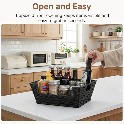 Pantry Baskets for Shelves (Black / 13 ½"L x 10 ¾"W x 5"H)