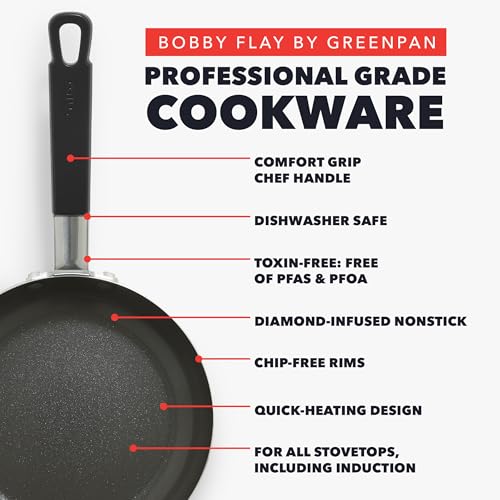 x Bobby Flay 8" Diamond Ceramic Nonstick Frying Pan (8" Frying Pan Skillet / Black)