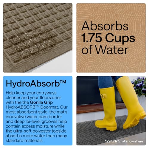 HydroABSORB Door Mat for Indoor Outdoor Use (Beige / 29" X 17")