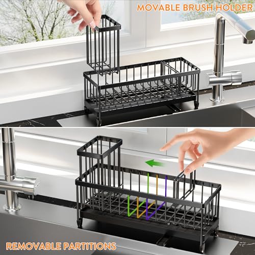 Sponge Holder for Kitchen Sink (Black - 10.62″)