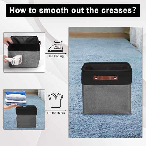 Collapsible Fabric Storage Cubes 11x11 Cube Storage Bins (Gray / Black / Cube - 11"x11"x11")
