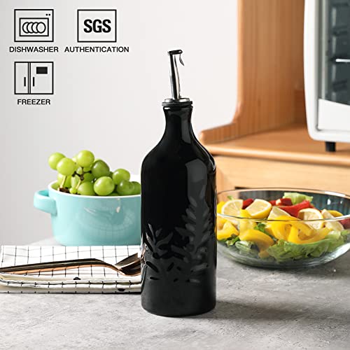 Sweejar 20 Oz Ceramic Oil Dispenser Bottle (Black / 20 oz, Set of 1)
