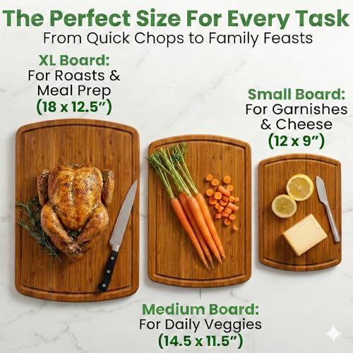 LUXURIOUS Bamboo Cutting Board 3 (Carbonized Dark Brown)