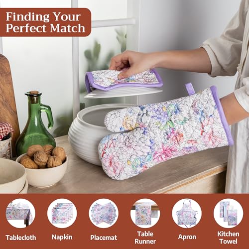 Pot Holders 100% Cotton Potholders (044 - Floral Love / 8" x 8" (Pot Holder Pack of 2))