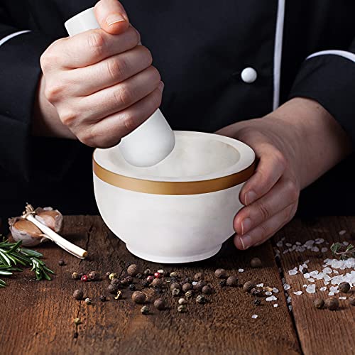 Mortar and Pestle (Marble with Brass Top)