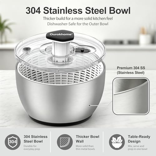 6.3 QT Stainless Steel Salad Spinner (6.3 QT)