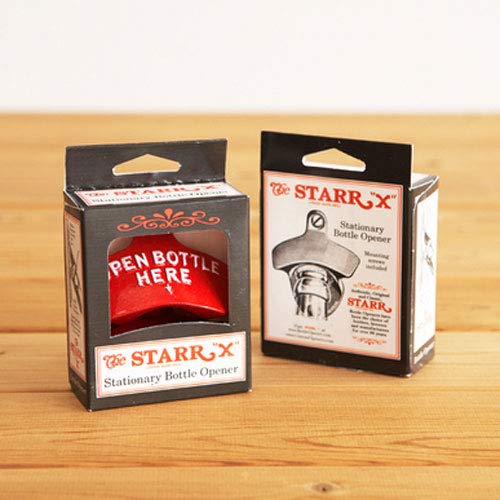 Original Open Here Wall Mounted Bottle Opener (Silver - Red)