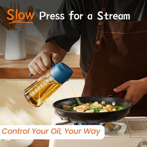 16oz 470ml Glass Olive Oil Sprayer for Cooking (Navy)