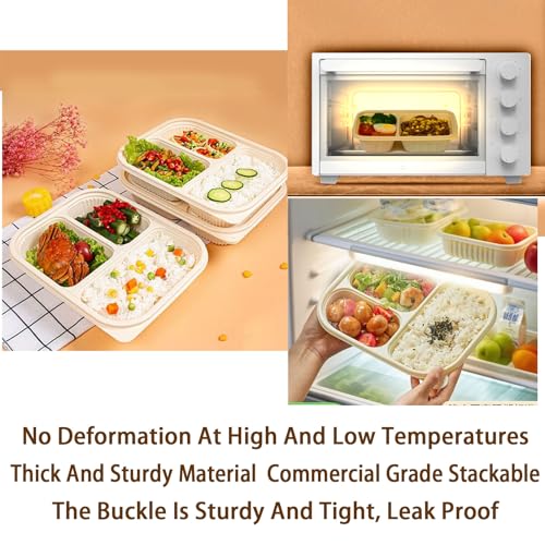 30 Pack of 3 Compartment Disposable Biodegradable containers (30 Pack 36 oz 3-Compartment Containers)