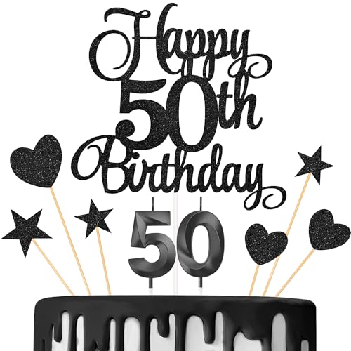 50th Birthday Cake Decorations (9 Count)