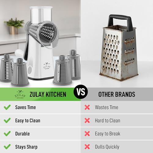 Rotary Cheese Grater Manual Hand Crank 5 Blade Shredder