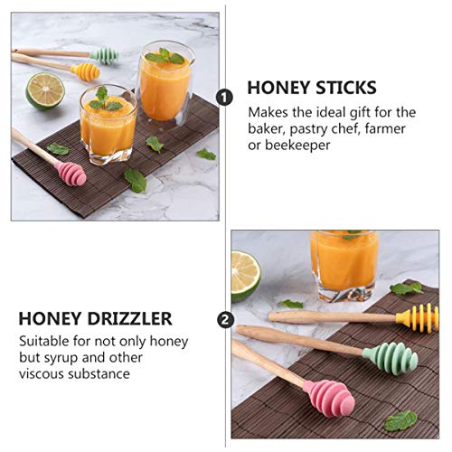 3 Pack Silicone Honey Dipper Sticks (Yellow/Pink/Green)