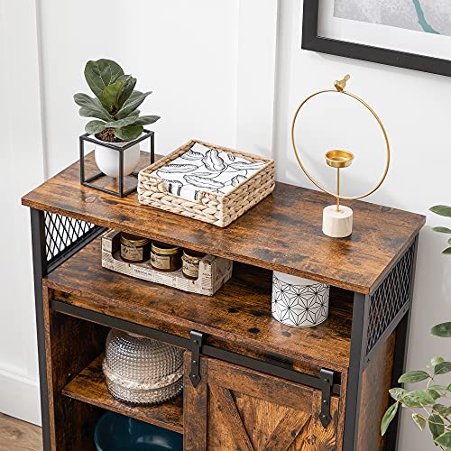 Buffet Cabinet (Without Power Outlet and Light / 11.8"D x 27.6"W x 31.5"H / Rustic Brown + Ink Black)