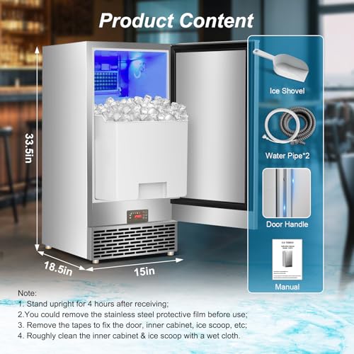 120 lbs High Output Commercial Ice Maker Undercounter Reversible Door