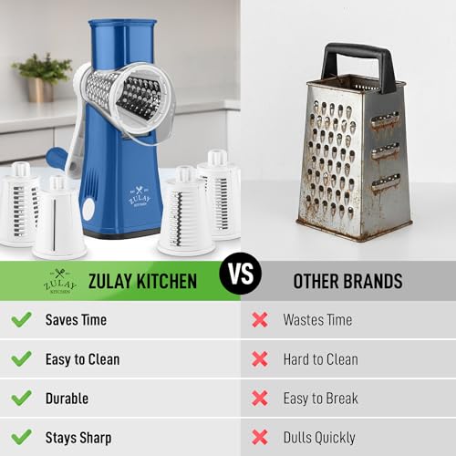 Rotary Cheese Grater Manual Hand Crank 5 Blade Shredder