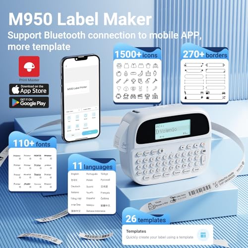 M950 Label Maker Machine with Tapes (White)
