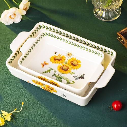 ONCCI In Glaze Ceramic Baking Dish Set of 2 (Sunflower)
