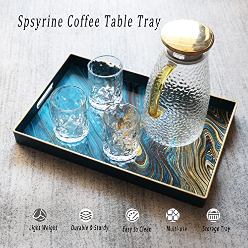 Serving Tray Marble Decorative Tray Plastic Rectangular Coffee Table Tray for Living Room (Lj03re)
