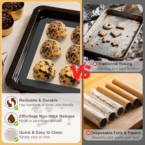 Silicone Baking Mats 3 Pack (3pcs: Grey)
