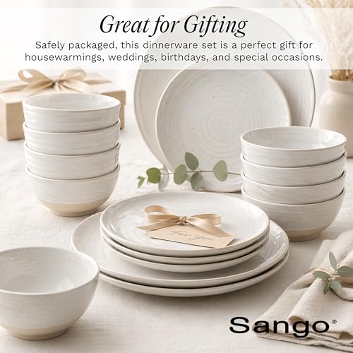 Siterra 16 Piece Rustic White Stoneware Dinnerware Set (Rustic White / 16-Piece Set)