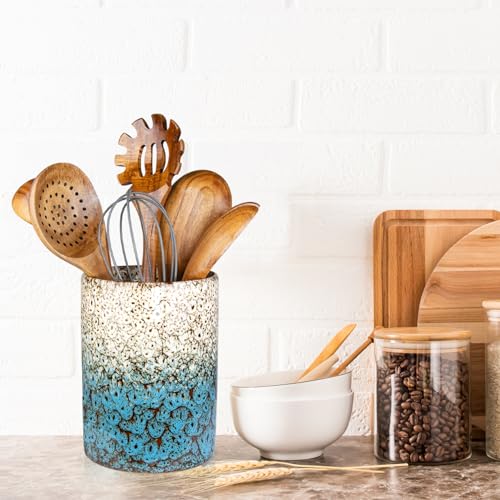Utensil Holder (White & Blue)