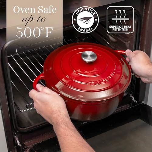 Cast Iron Pot with Lid (Red / 5-Quart - Deep)