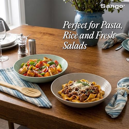 Siterra Artist's Blend Stoneware Pasta Bowls (Aqua Blend / Pasta Bowl Set)