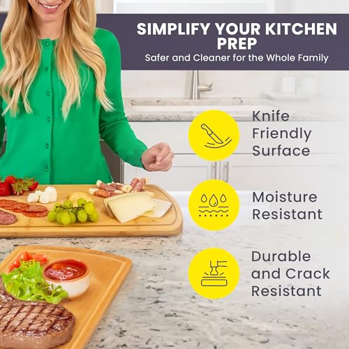 Extra Large Bamboo Cutting Board Set of 2 (Glue-Free Surface - Round)