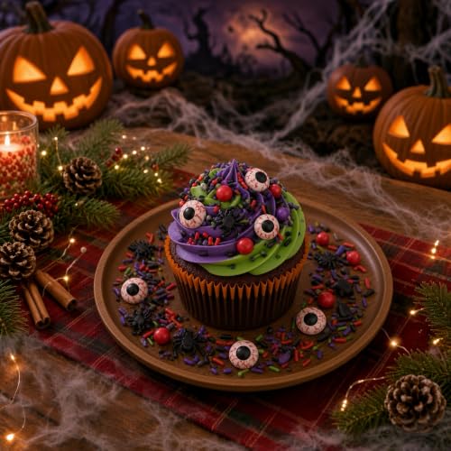 Red & Black Spiders Eyes Sprinkles Mix Size Halloween Themed Cake Decorations Cupcake Toppers Perfect for Wedding Valentine Supplies 4.58OZ (Red&Black-Spider&Eyes&Bats)