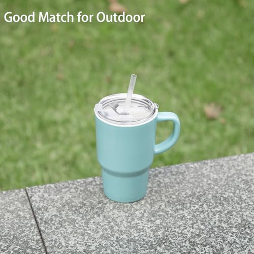 Sweejar Ceramic Tea Cup with Lid (Turquoise / Travel Cup(16 Fl Oz))