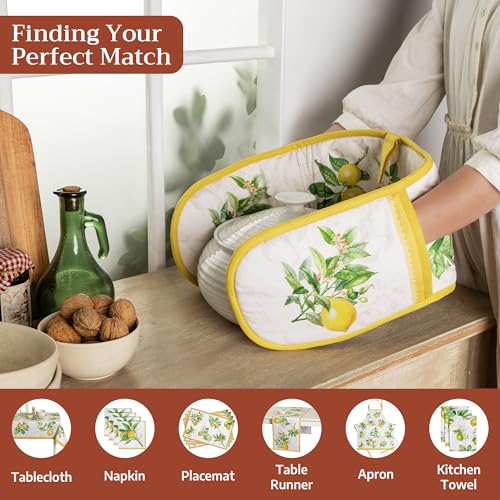 Double Oven Mitts 100% Cotton Double Oven Glove (004 - Limoncello / 7" x 35" (Double Oven Mitt))