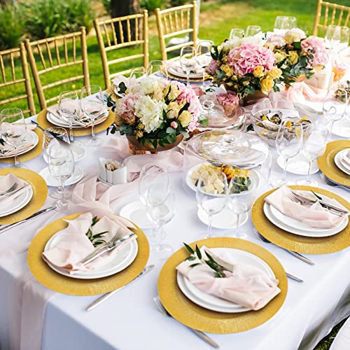 12 Pcs Gold Charger Plates Bulk (Modern Style / Gold)