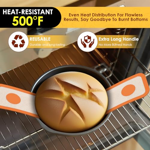 2 Pcs Silicone Bread Sling for Dutch Oven (2pcs Orange Round and Oval)