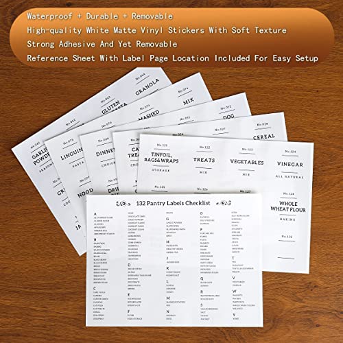 Large glass flour and sugar containers with 132 Kitchen Pantry Labels (110OZ)